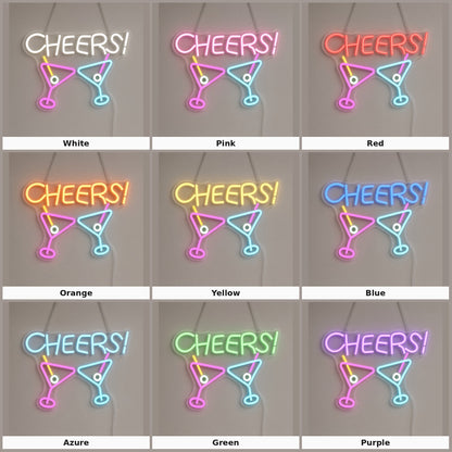 Cheers with Martini Glasses LED Neon Sign