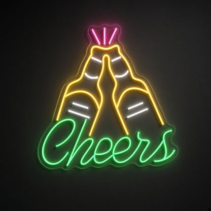 Cheers with Beer Bottles LED Neon Sign