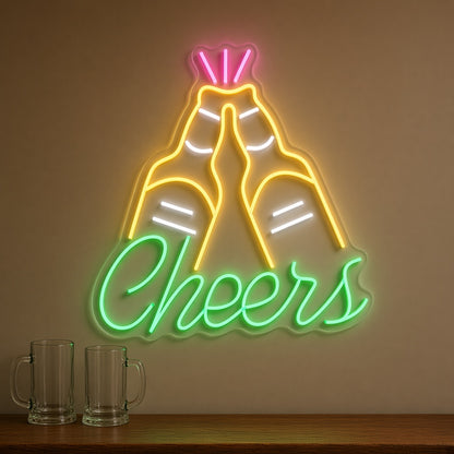 Cheers with Beer Bottles LED Neon Sign