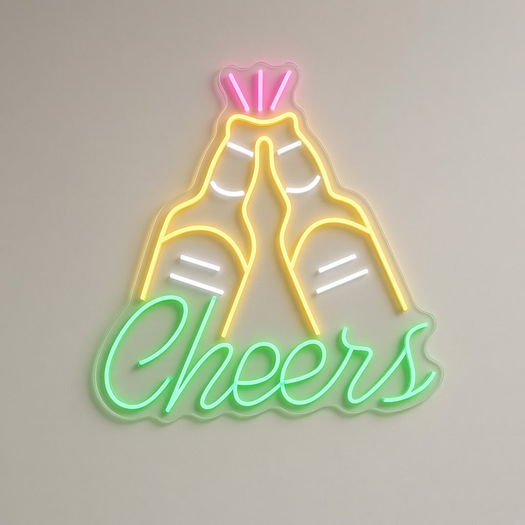 Cheers with Beer Bottles LED Neon Sign