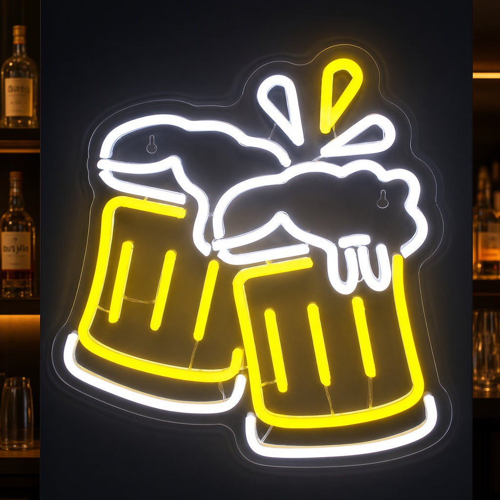 Clinking Beer Mugs LED Neon Sign