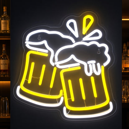 Clinking Beer Mugs LED Neon Sign