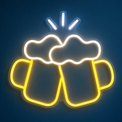 Clinking Beer Mugs LED Neon Sign