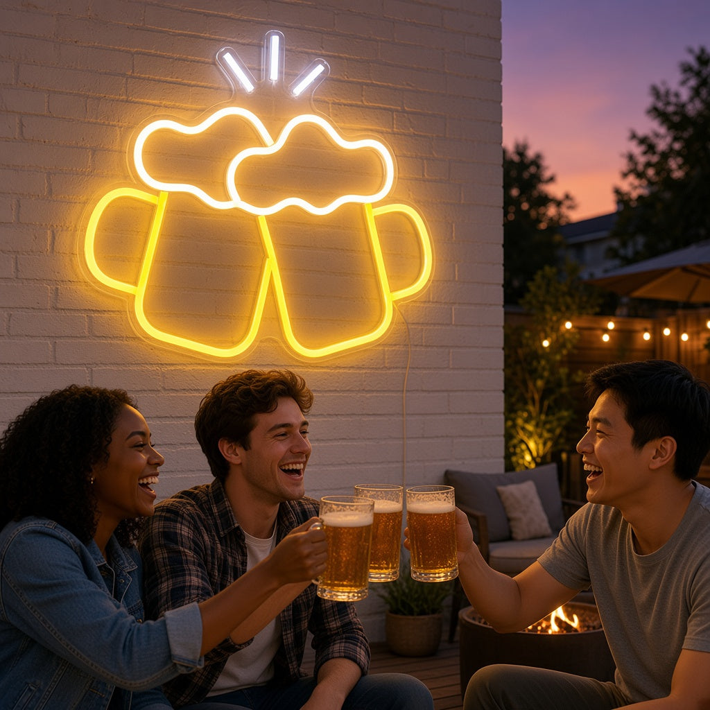 Clinking Beer Mugs LED Neon Sign