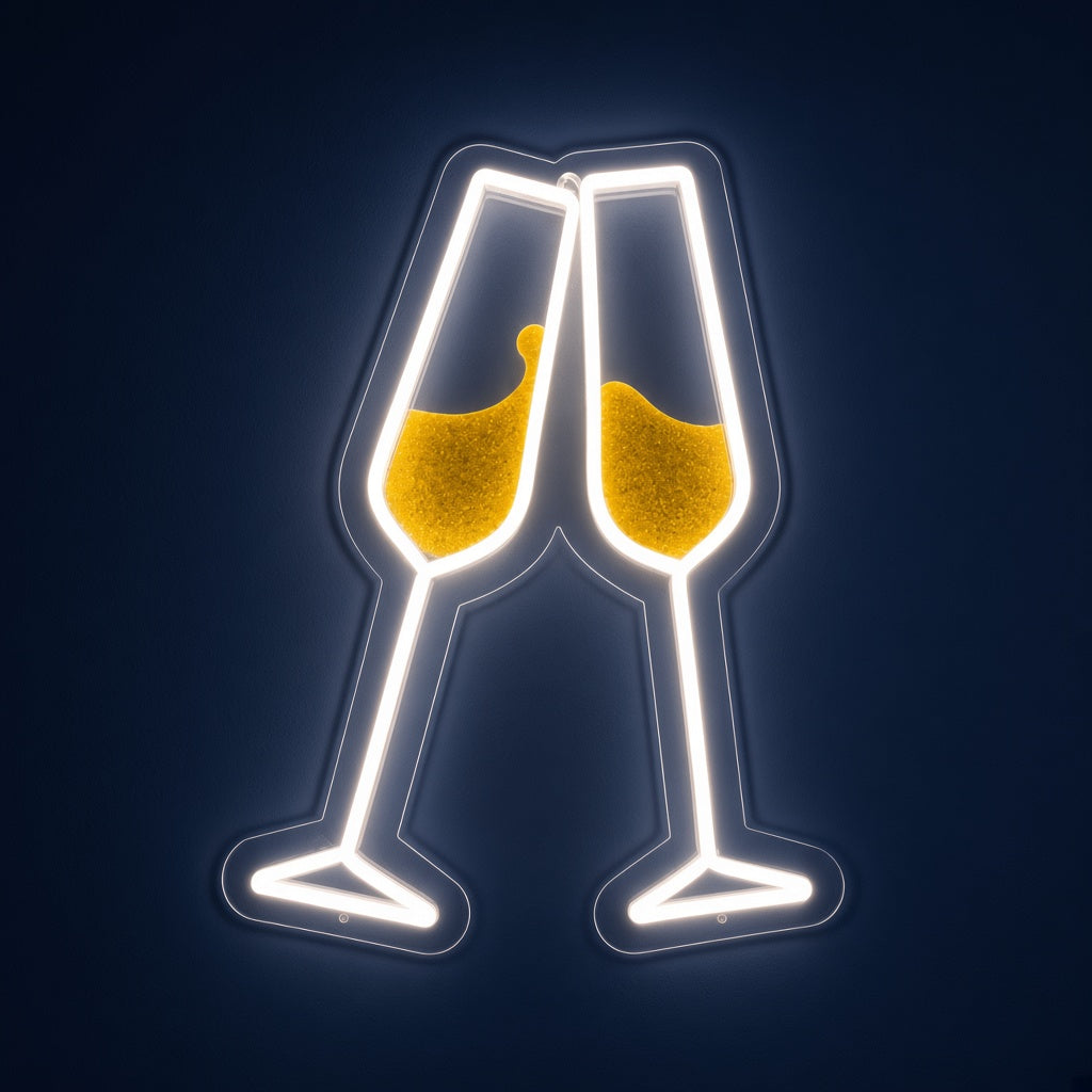 Clinking Champagne Glasses LED Neon Sign