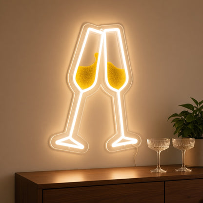 Clinking Champagne Glasses LED Neon Sign