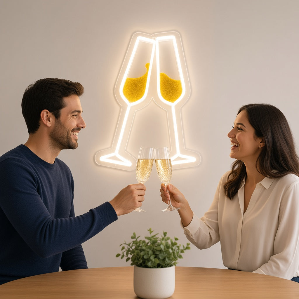Clinking Champagne Glasses LED Neon Sign