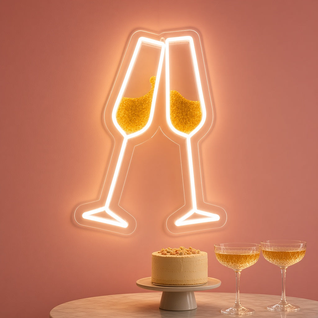 Clinking Champagne Glasses LED Neon Sign