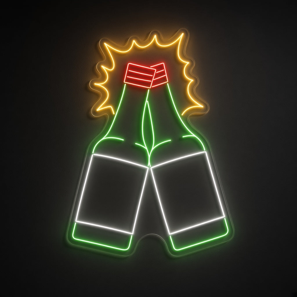 Clinking Soju Bottles Cheers LED Neon Sign