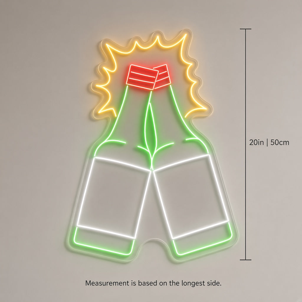 Clinking Soju Bottles Cheers LED Neon Sign