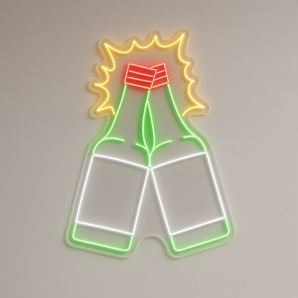 Clinking Soju Bottles Cheers LED Neon Sign