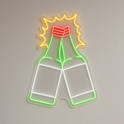 Clinking Soju Bottles Cheers LED Neon Sign