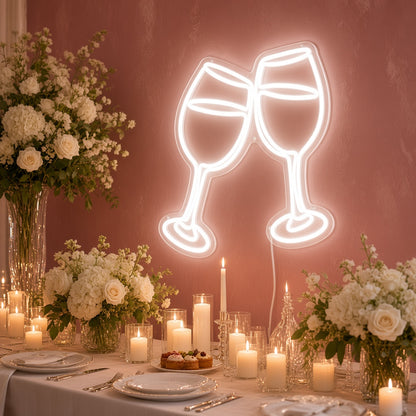 Clinking Wine Glasses LED Neon Sign