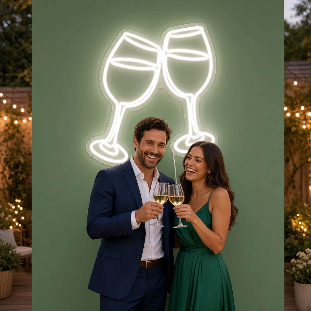 Clinking Wine Glasses LED Neon Sign
