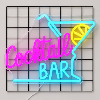 Cocktail Bar with Margarita Glass LED Neon Sign