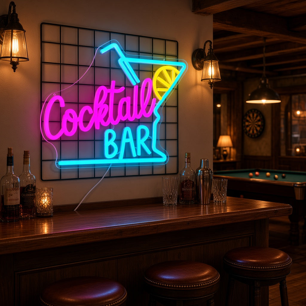 Cocktail Bar with Margarita Glass LED Neon Sign