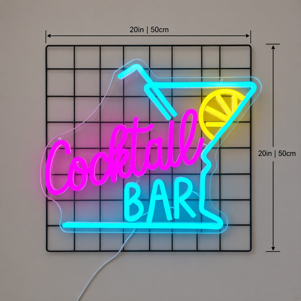 Cocktail Bar with Margarita Glass LED Neon Sign