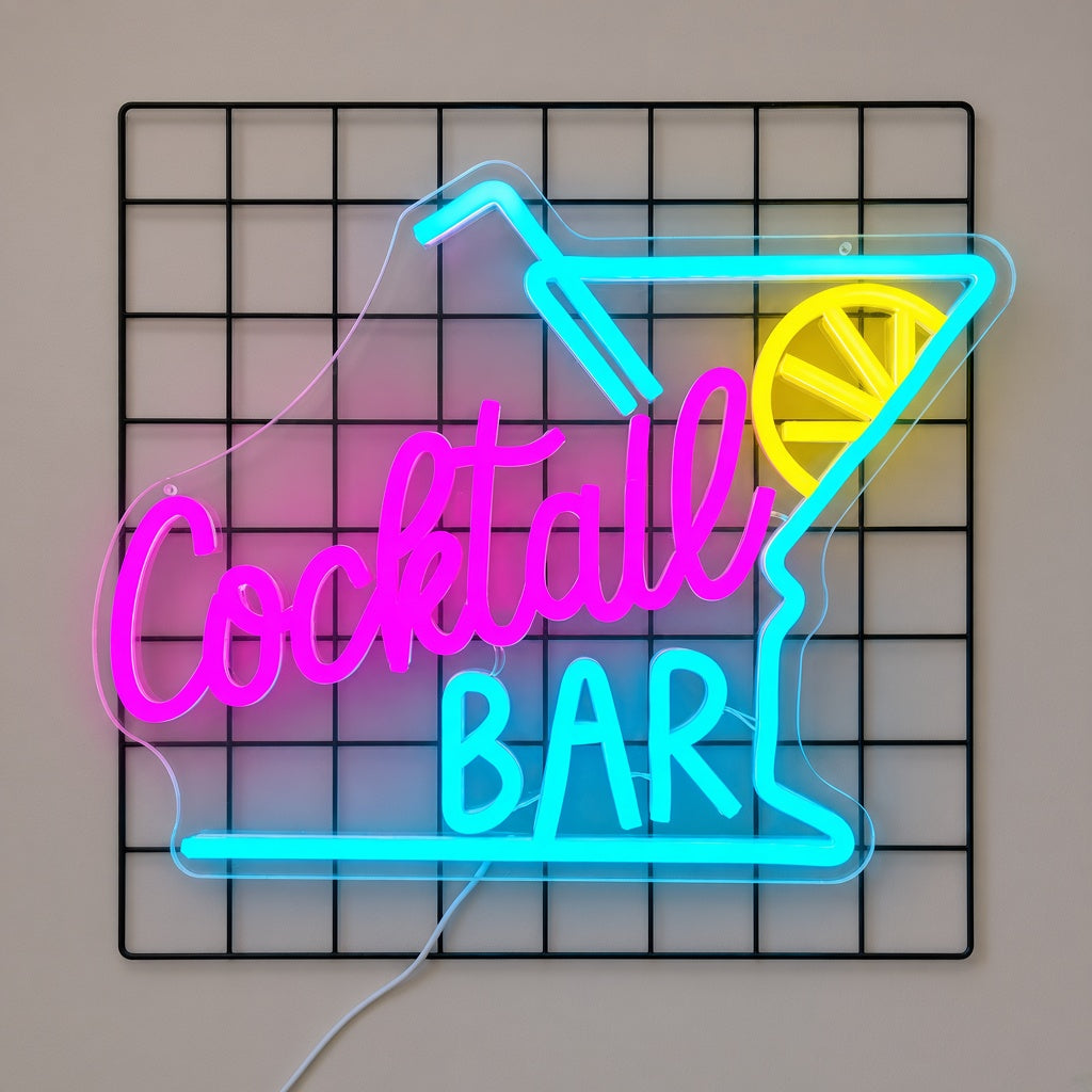 Cocktail Bar with Margarita Glass LED Neon Sign