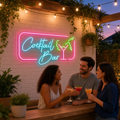 Cocktail Bar with Frame LED Neon Sign