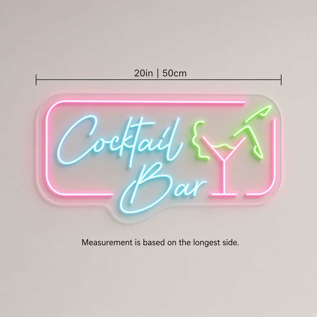 Cocktail Bar with Frame LED Neon Sign