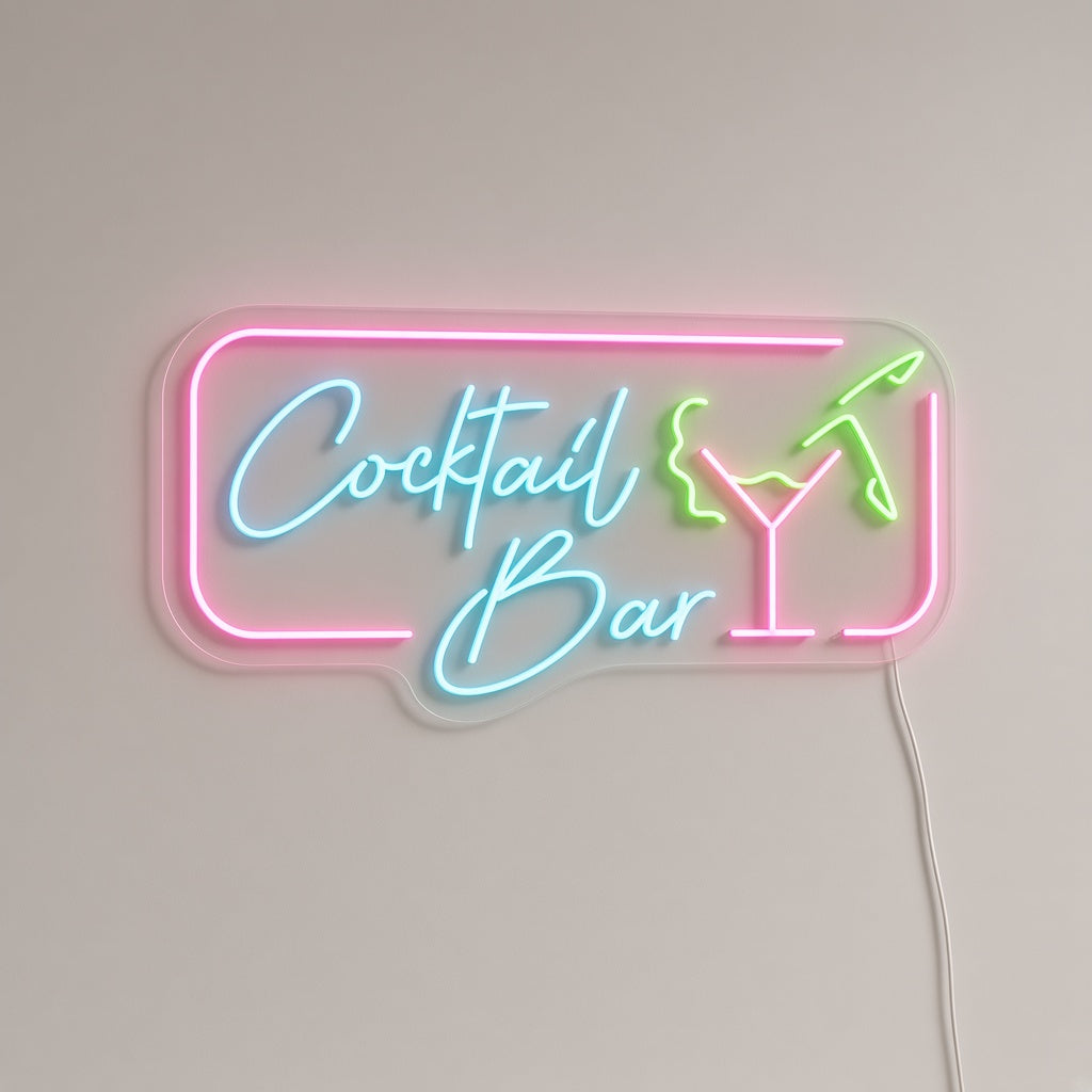 Cocktail Bar with Frame LED Neon Sign