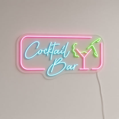 Cocktail Bar with Frame LED Neon Sign