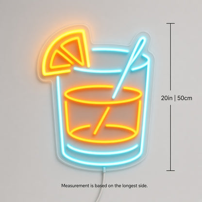 Cocktail Glass with Orange Slice and Straw LED Neon Sign