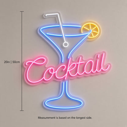 Cocktail with Martini Glass and Lemon LED Neon Sign