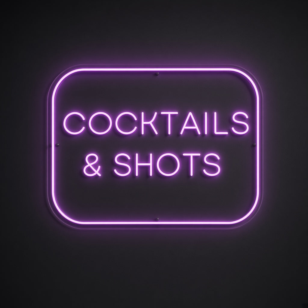 Cocktails & Shots with Frame LED Neon Sign