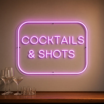 Cocktails & Shots with Frame LED Neon Sign