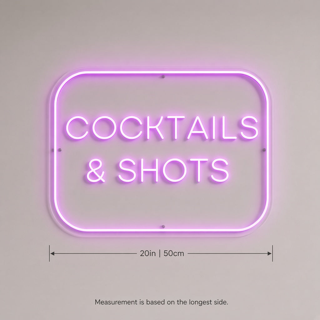 Cocktails & Shots with Frame LED Neon Sign