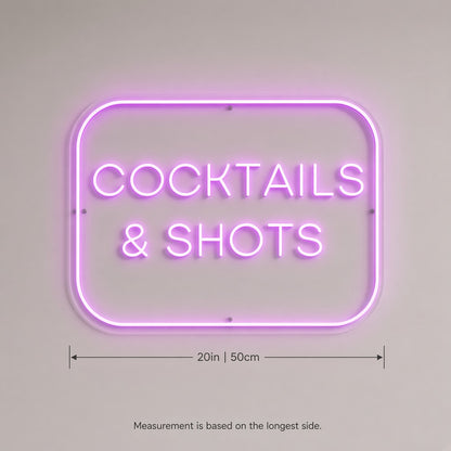 Cocktails & Shots with Frame LED Neon Sign