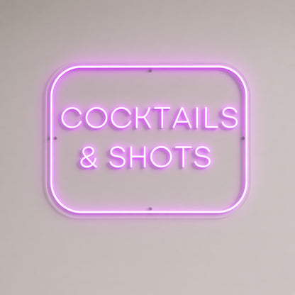 Cocktails & Shots with Frame LED Neon Sign