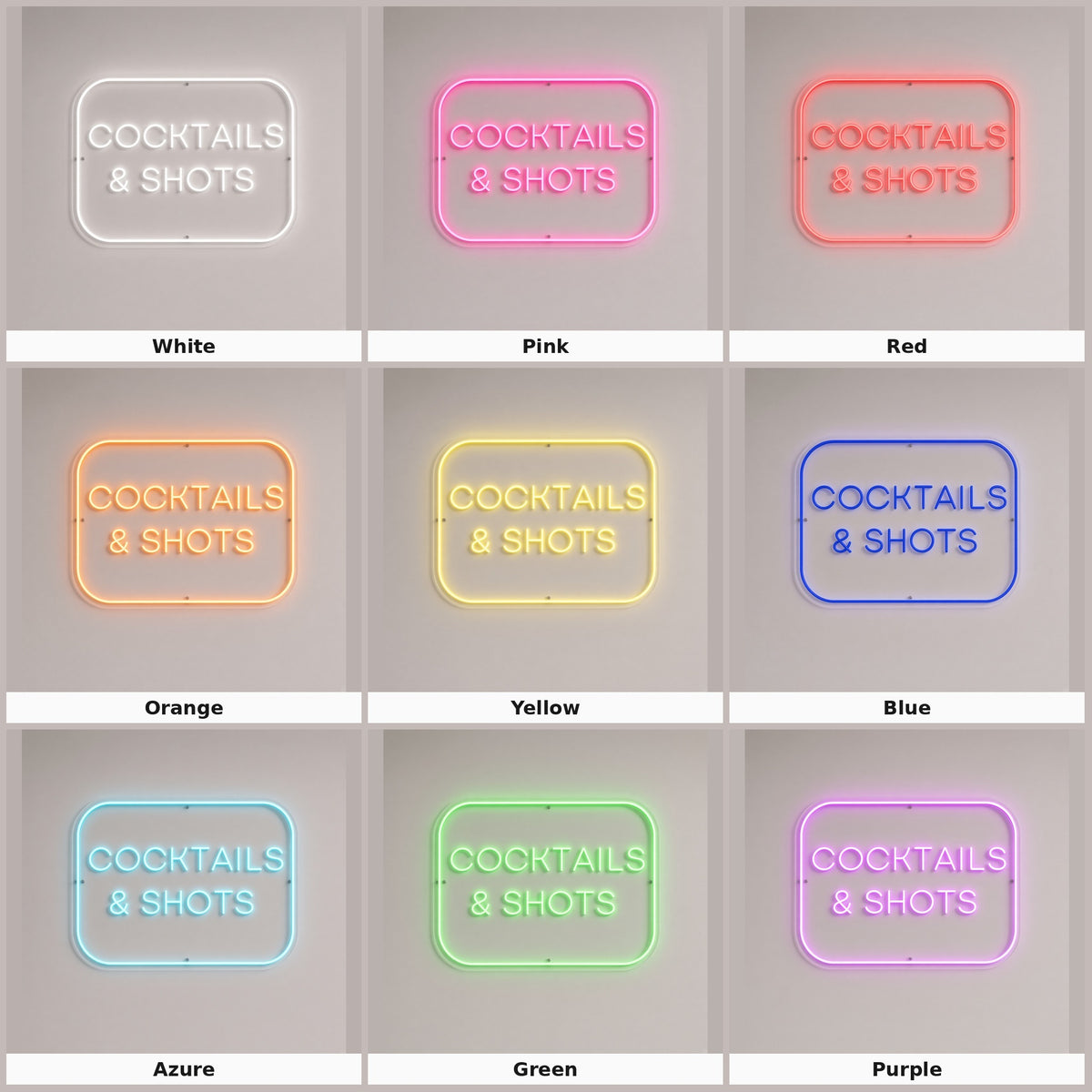 Cocktails & Shots with Frame LED Neon Sign