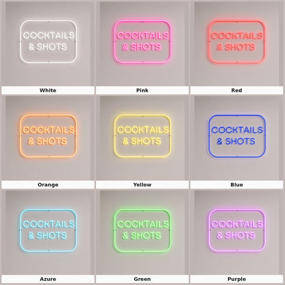 Cocktails & Shots with Frame LED Neon Sign