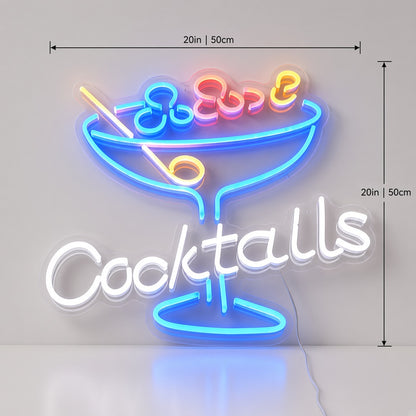 Cocktails with Cocktail Glass LED Neon Sign