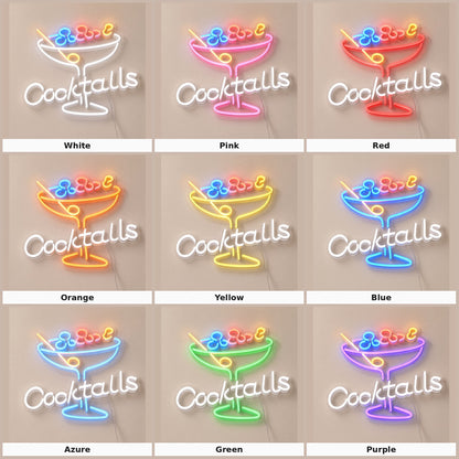Cocktails with Cocktail Glass LED Neon Sign