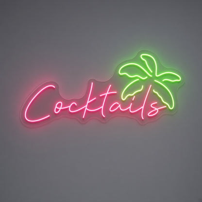 Cocktails with Palm Tree LED Neon Sign