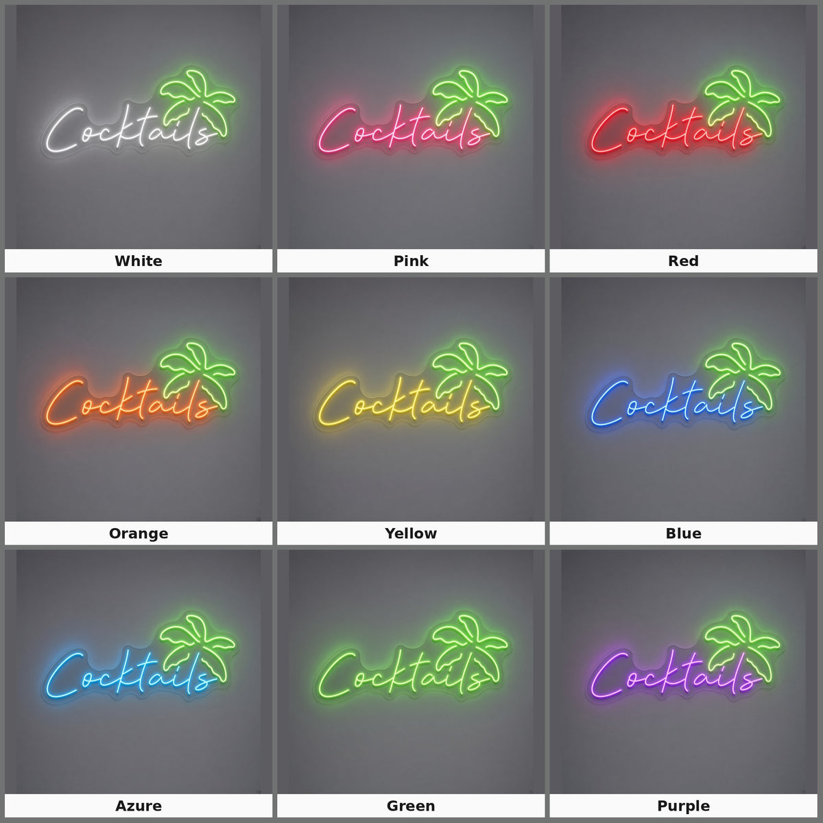 Cocktails with Palm Tree LED Neon Sign