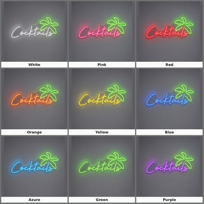 Cocktails with Palm Tree LED Neon Sign