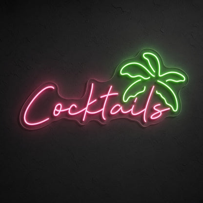 Cocktails with Palm Tree LED Neon Sign