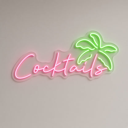 Cocktails with Palm Tree LED Neon Sign