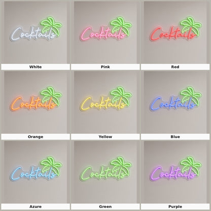 Cocktails with Palm Tree LED Neon Sign