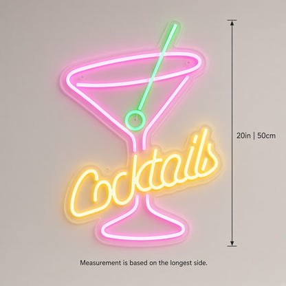 Cocktails with Martini Glass LED Neon Sign