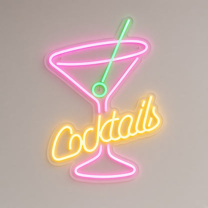 Cocktails with Martini Glass LED Neon Sign