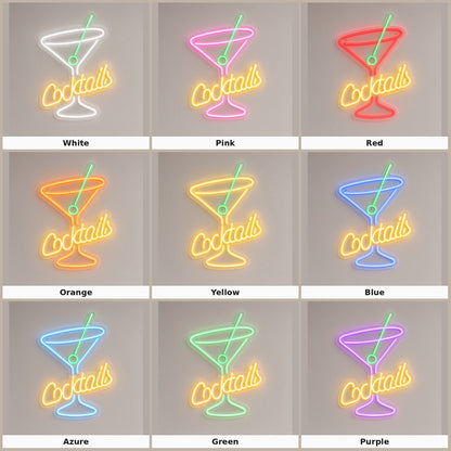 Cocktails with Martini Glass LED Neon Sign