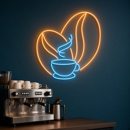 Coffee Beans and Cup LED Neon Sign
