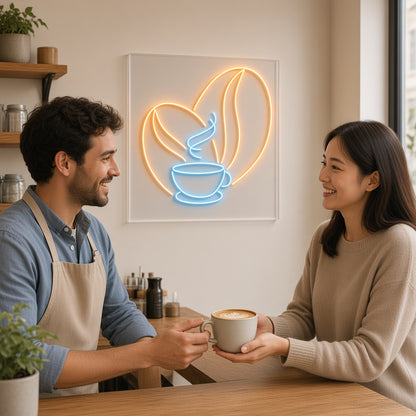 Coffee Beans and Cup LED Neon Sign