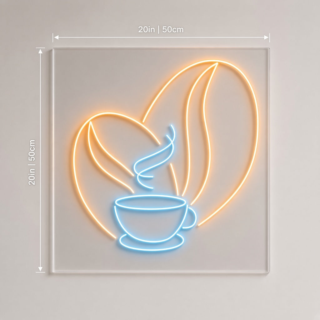 Coffee Beans and Cup LED Neon Sign
