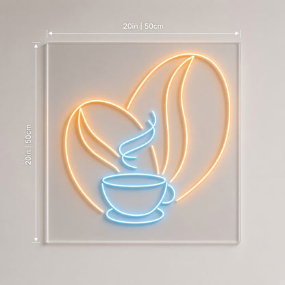 Coffee Beans and Cup LED Neon Sign